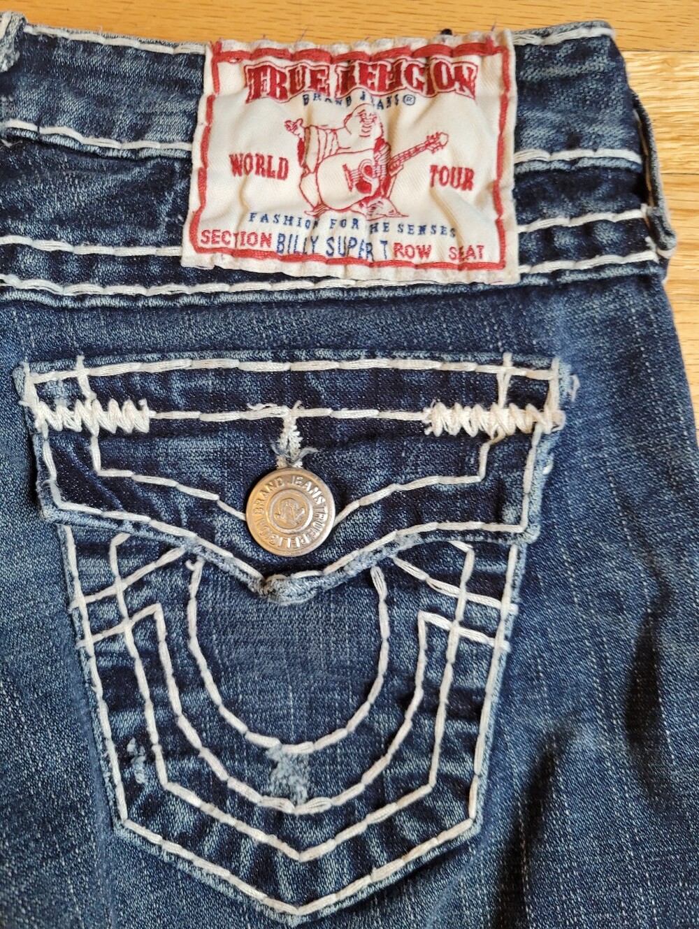 Vintage True Religion Billy Super T Slim Straight Jeans Size 25 Streetwear Blue